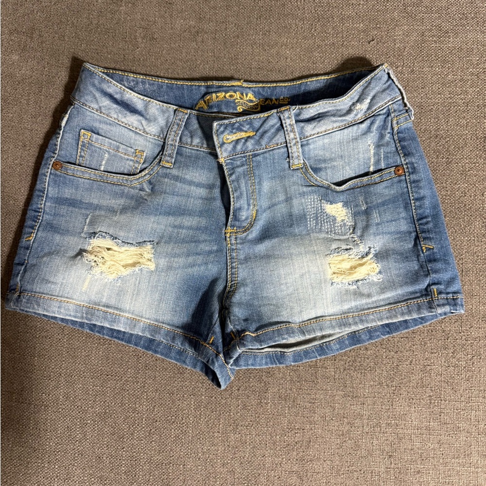 Arizona Jean Company Light Blue Distressed Denim Shorts